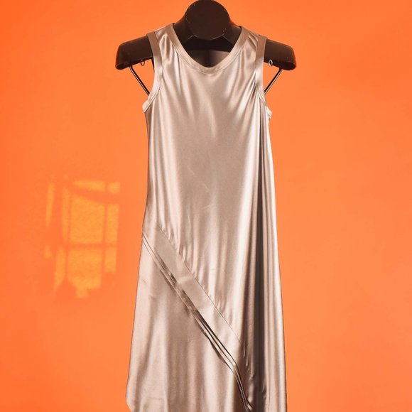 Helmut Lang Dresses & Skirts - Helmut Lang Grey Silk Asymmetrical Maxi Dress
